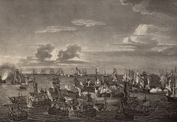 1805年のトラファルガーの戦い、ロバートサウジー（1774-1843）による「ネルソンの生涯」のイラスト、1813年に初公開